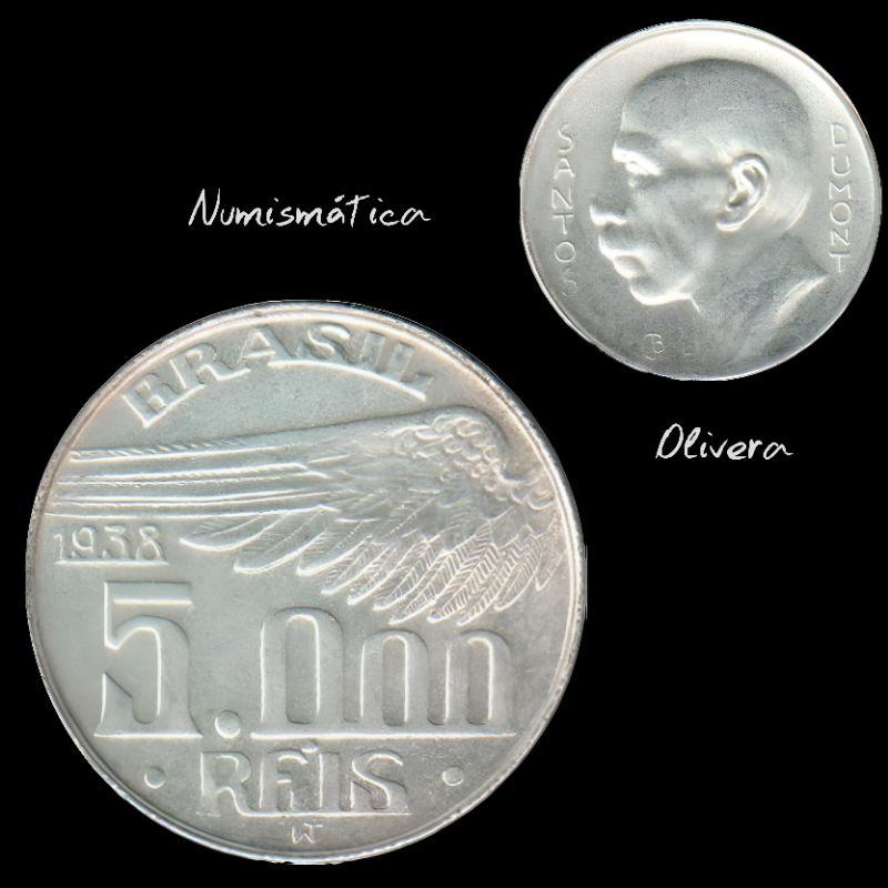 Moeda do Brasil Prata 5000 réis 1938.