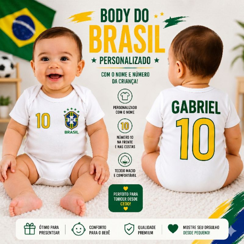 Body Brasil bebê personalizado