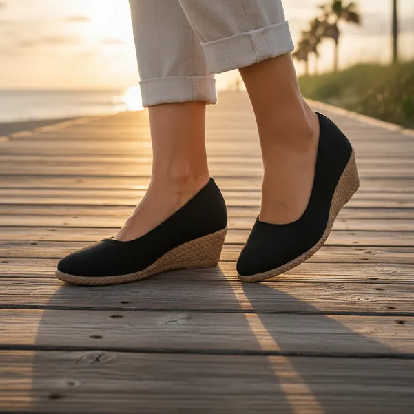 Sandálias Plataforma Scarpin Espadrille Casual Feminina