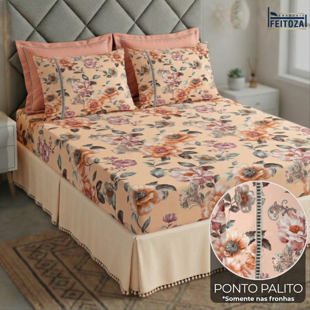 Jogo de Cama 400 Fios Casal, Queen e Solteiro Tecido Aveludado Macio Premium Roupa de Cama