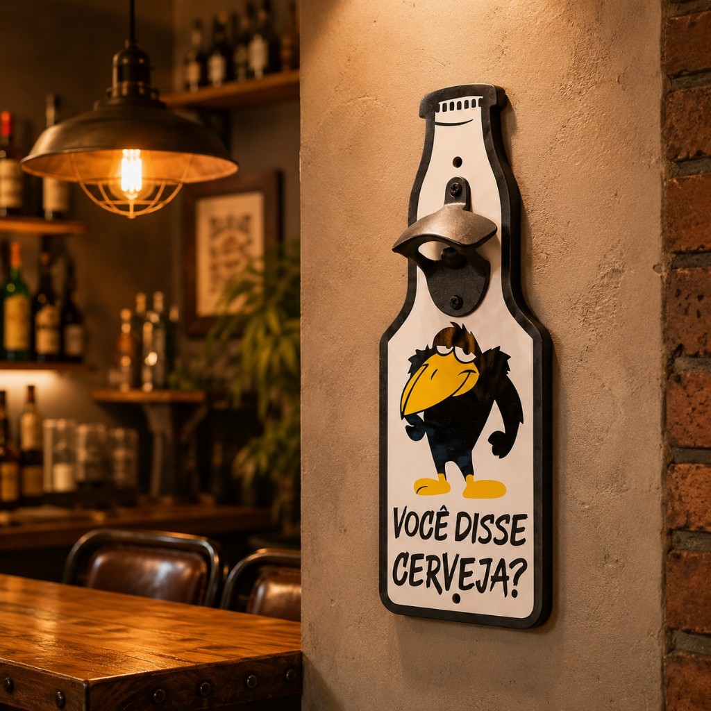 Abridor de Garrafas de Parede Formato de Garrafa Decoração Para Bar