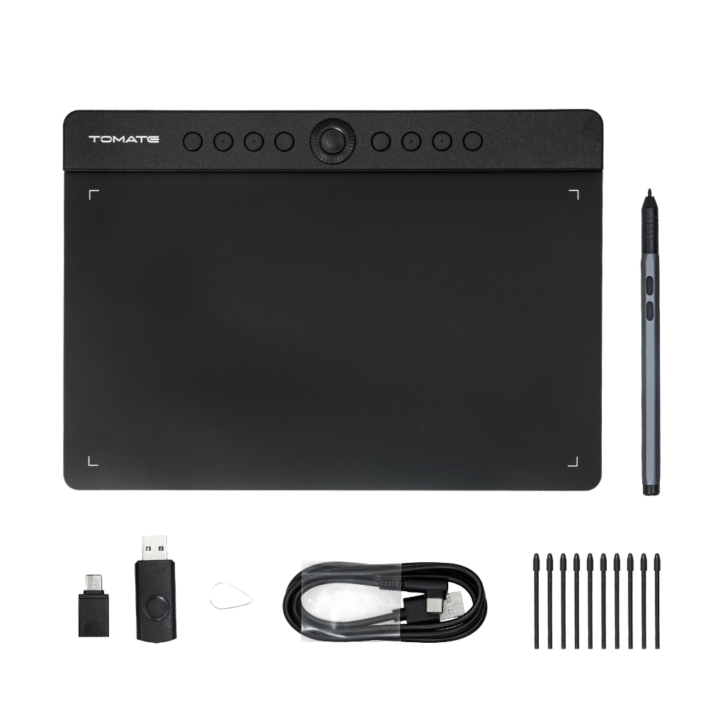Mesa Digitalizadora 10x6" com Caneta Sensível 8192 Níveis 8 Teclas de Atalho Conexão USB-C OTG
