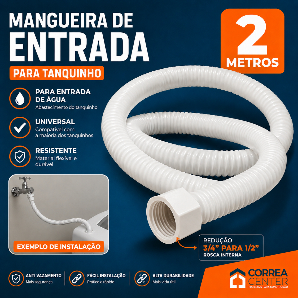 Mangueira Tanquinho Lavadora Máquina Lavar 2 Metros 3/4 1/2 Entrada Água Registro Torneira Universal