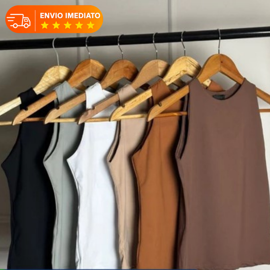 Regata Blusinha Feminina Suplex Premium Duplo Básica Elegante Blogueira Tendencia