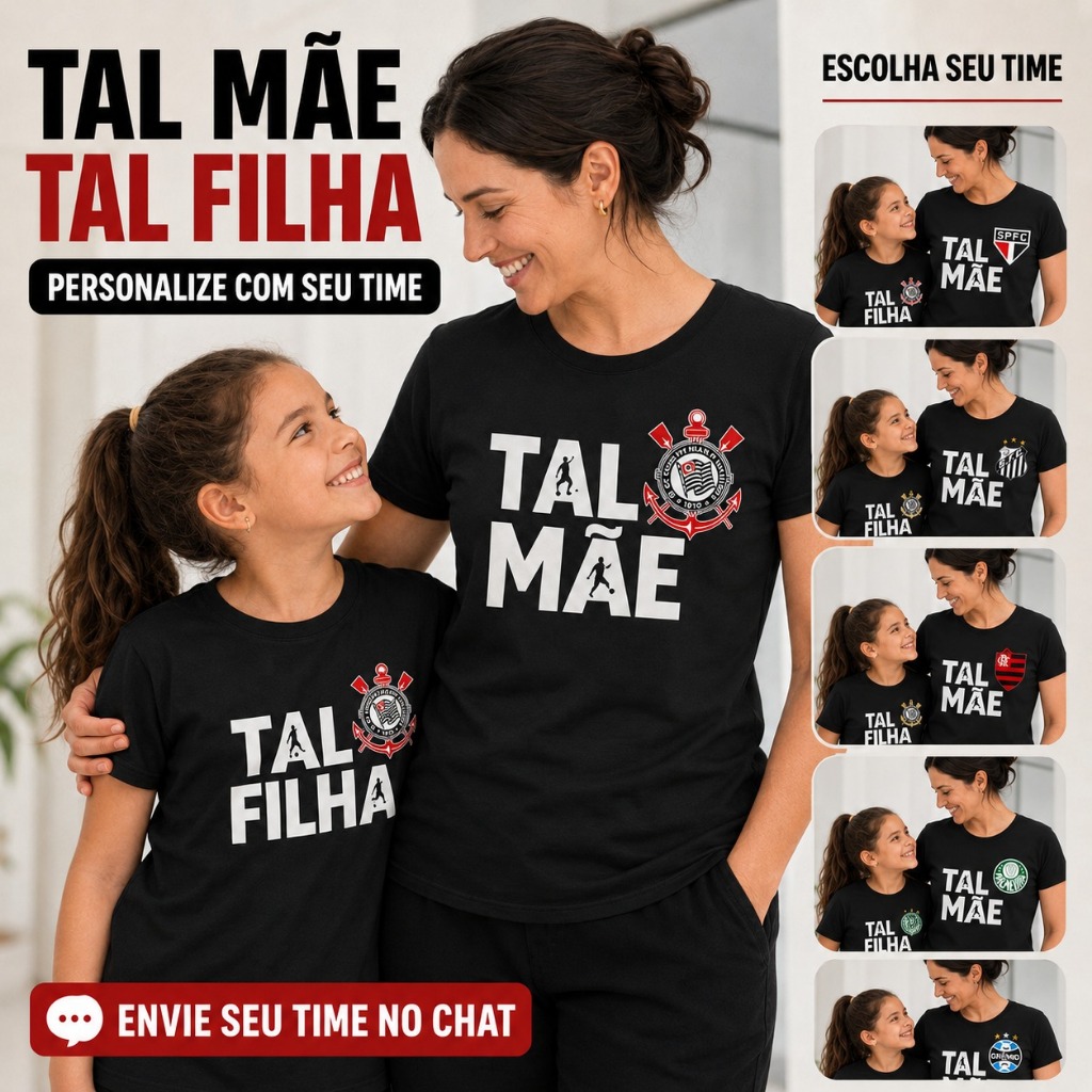 Kit 2 Camisetas Tal Mãe Tal Filha Time Futebol Camisetas Combinando Família