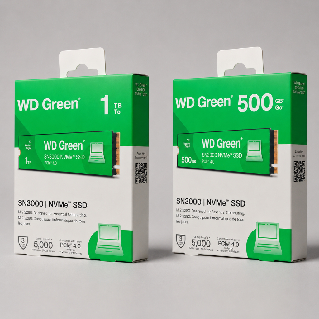 SSD WD Green SN3000 NVMe 500GB 1TB PCIe 4.0 M.2 2280 5000MB/s Alta Velocidade NFe