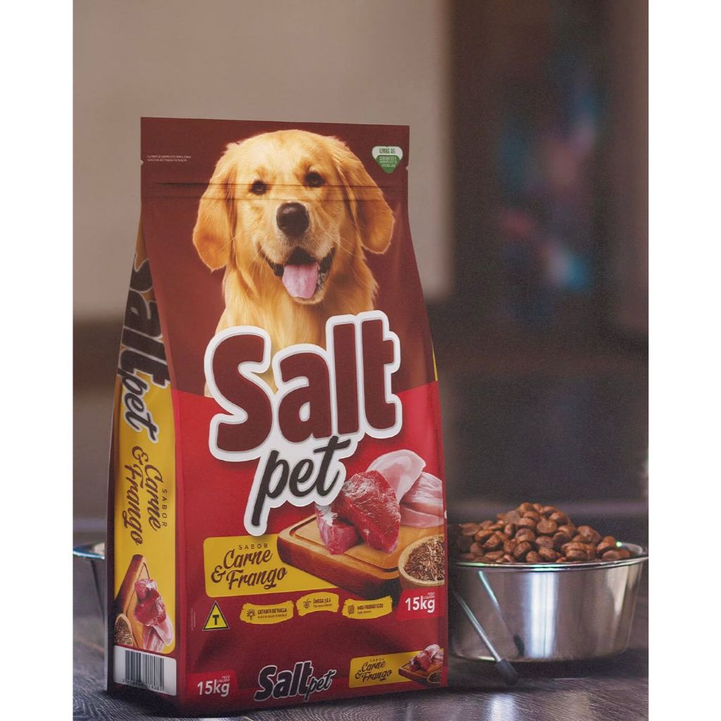RAÇÃO PARA CAES ADULTOS SALT PET 7KG SABOR CARNE E FRANGO