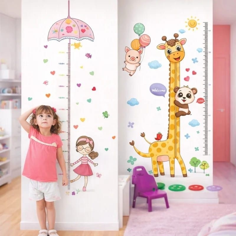 Régua de Crescimento Infantil Adesiva Decoração Quarto Meninos e Meninas