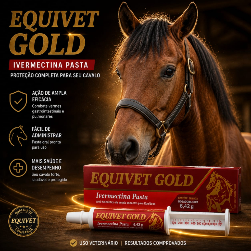 Equivet Gold Ivermectina Pasta Vermífugo Cavalos 6,42g Original Pasta Oral Amplo Espectro Anti Verme