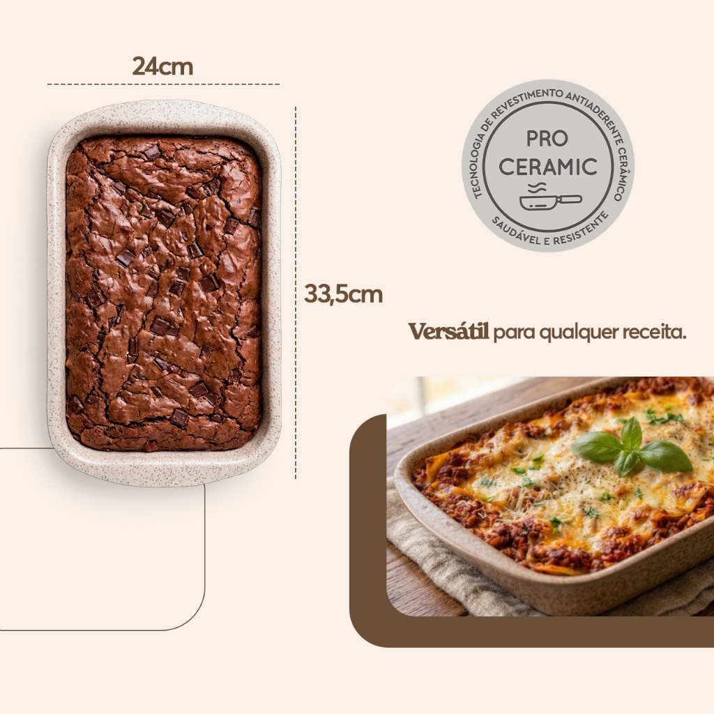 Assadeira Retangular Funda Brinox Ceramic Life Bakeware 33,5 x 24 x 5cm Vanilla · foto 2