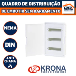 Quadro Distribuição Embutir Sem Barramento (Nema/Din) Krona Para Instalação Elétrica