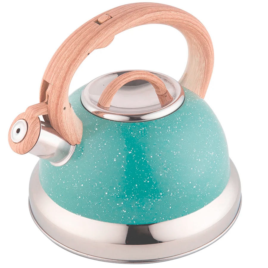 Chaleira 2,7L Com Apito e Indução Brinox Roma Verde Aço Inox Cabo Soft Touch