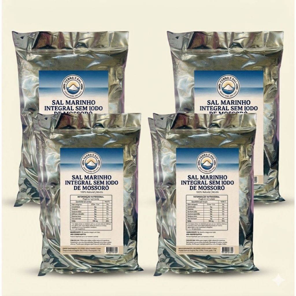 Sal Marinho Integral Sem Iodo de Mossoró – 100% Puro e Natural - 4kg