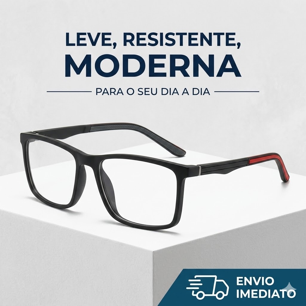 Armação Para Óculos Grau Design Esportiva Casual Emborrachados Masculino Molas Flexiveis em Aço Inox