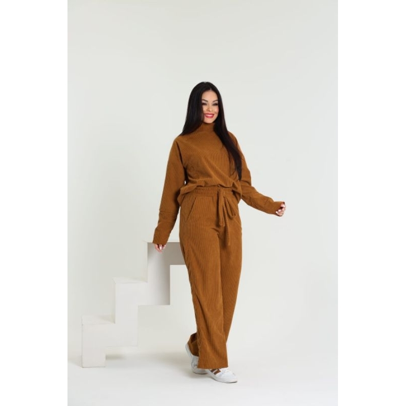 Conjunto Feminino Blusa e Calça em veludo Cotelé Conjunto inverno