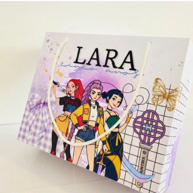 Kit 10 Sacolinhas Personalizadas Guerreiras Lembrancinha Festa Infantil Nome e Idade