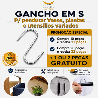 11 Ganchos para pendurar vasos e plantas, suporte p/ vaso de planta e multiuso.