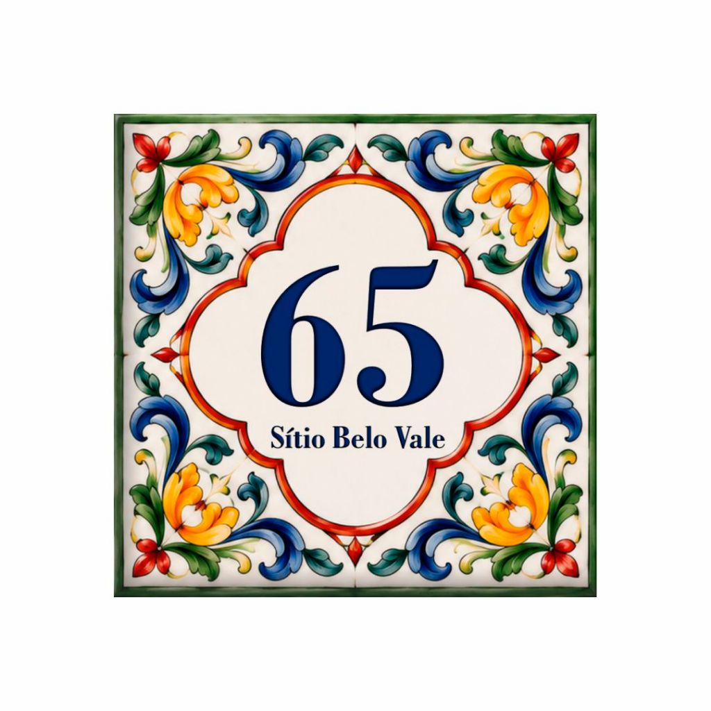 Azulejo Número de Casa Personalizado e Nome da Rua e Número Placa para Muro Número Residencial 26