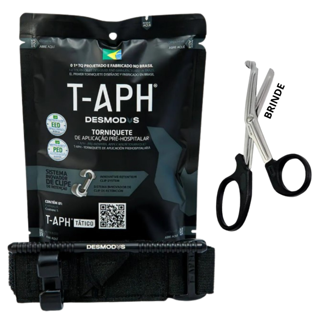 Torniquete Desmodus APH tático com tesoura ponta romba de brinde