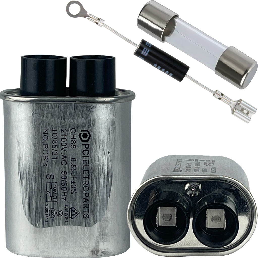 Kit Reparo Microondas Com Capacitor 0,85uf + Diodo + Fusível 20Amp