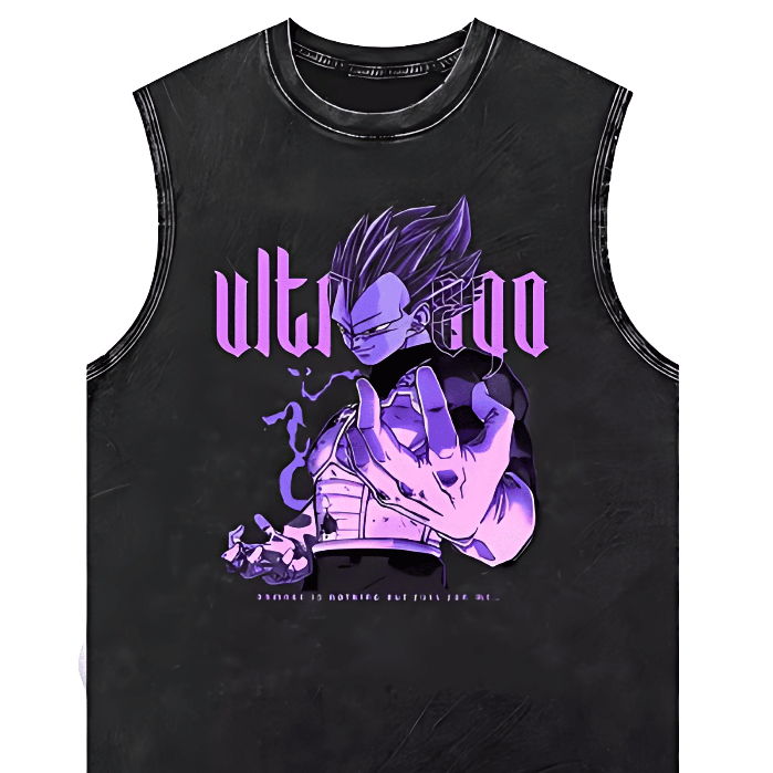 Camiseta Regata MachãoVegeta Ultra Ego DAMAGE IS NOTHING BUT FUEL FOR ME Algodão Masculino Academia Camisa Cavada Adulto
