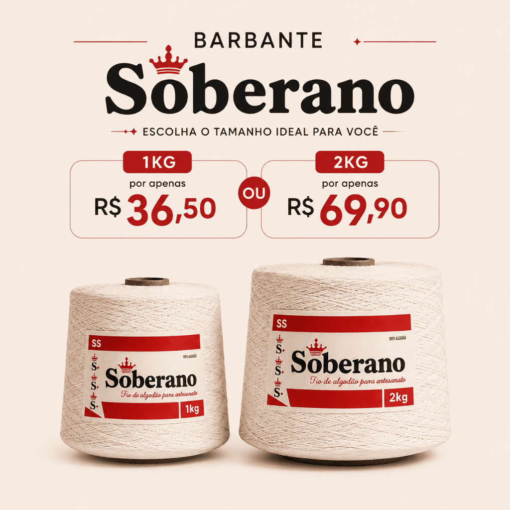 Barbante Soberano 1kg OU 2kg - Escolha sua numeração 02/03/04/06/08/10/12