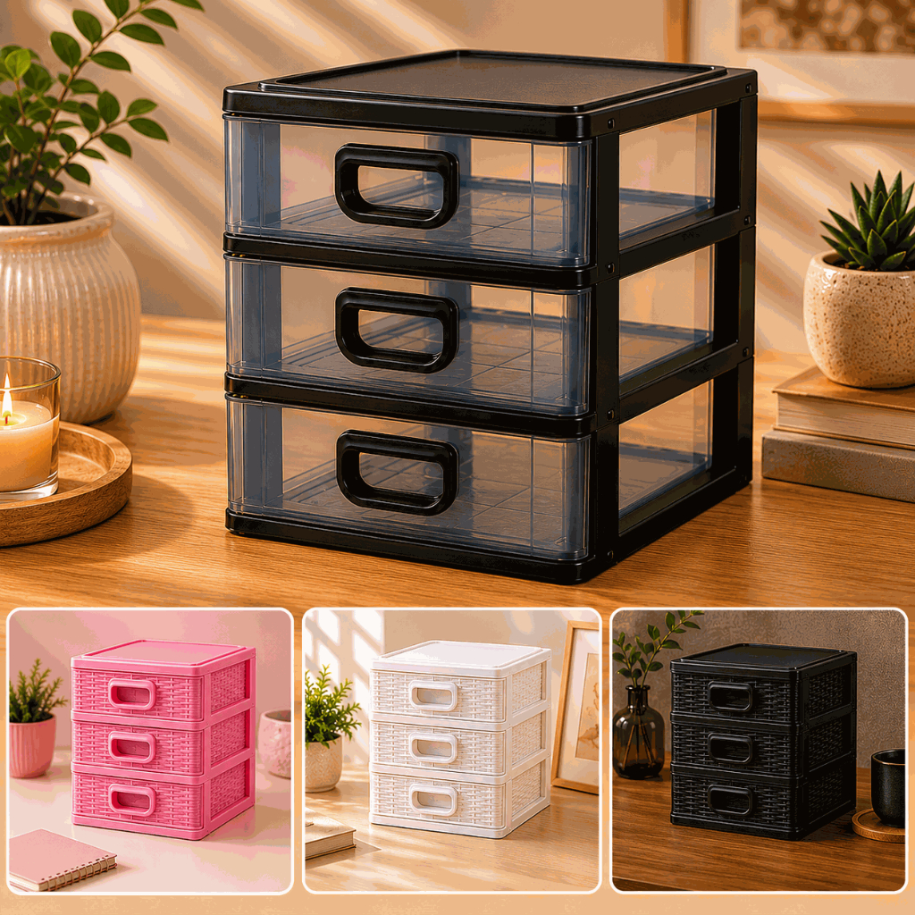 Gaveteiro Organizador de Mesa com 3 Gavetas
