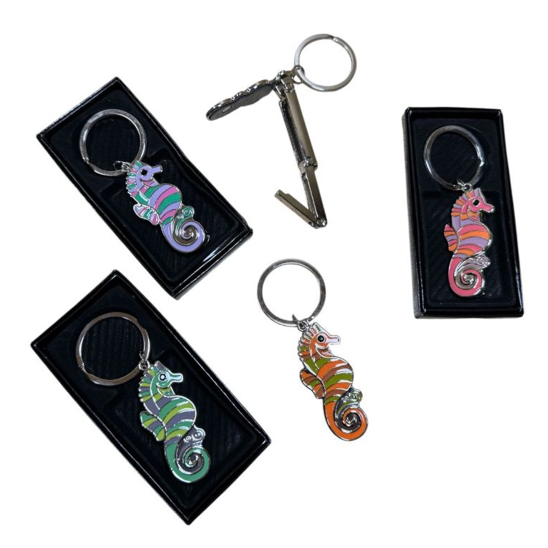 Suporte Porta Bolsa Gancho Dobrável Metal Portátil Mesa Cavalo Marinho Colorido — imagem 2 de 2