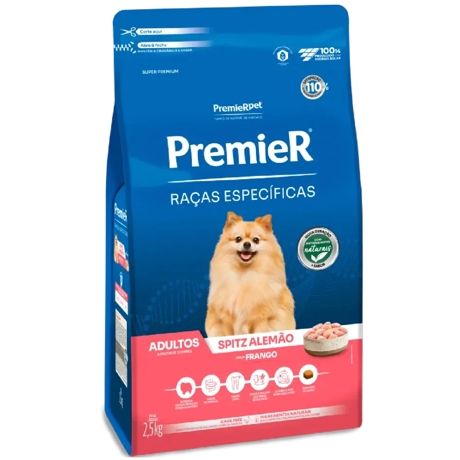 Ração Premier Raças Específicas Cães Adultos Spitz Alemão Frango 2,5kg