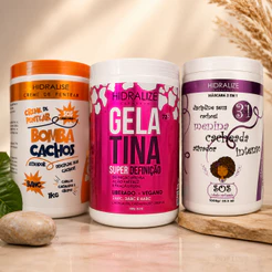 Kit Cacheadas Bomba Cachos Gelatina Definição Mascara Hidratação Menina Cacheada