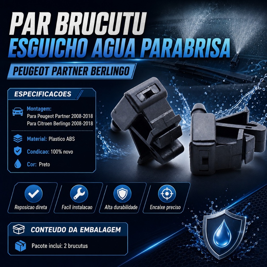 Par Brucutu Bico Esguicho Agua Limpador Parabrisa Peugeot Partner Berlingo
