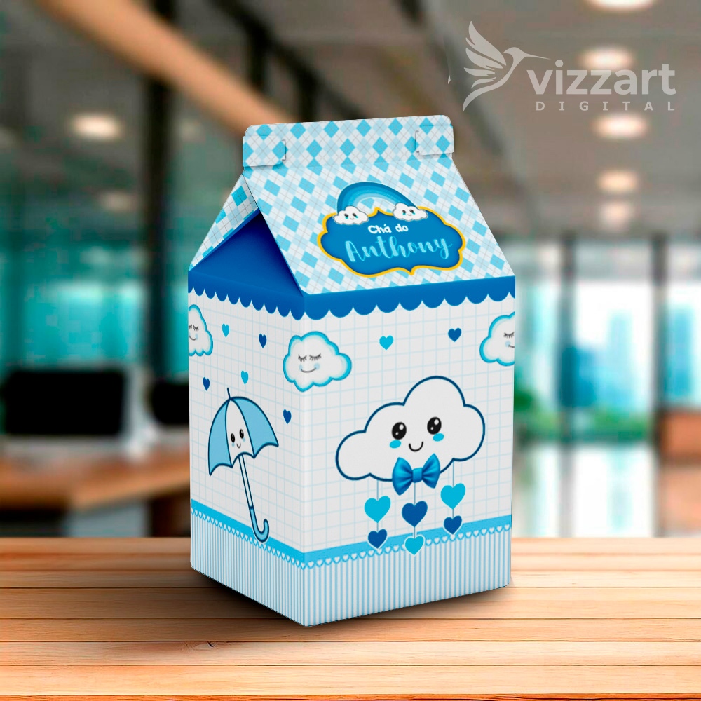 Caixinha Milk Chuva de Benção e de Amor  para Festa Personalizada - Lembrancinha para Festa aniversario