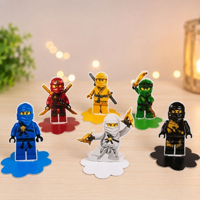 Aplique 3D 5x5  personalizado para caixinha acrílica e latinha tema SUPER NINJAS NINJAGOSS Lembrancinha para festa