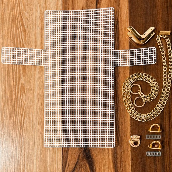 Kit Projeto de Bolsa na Tela Cruz Para Fio 5mm - Faça á Mão