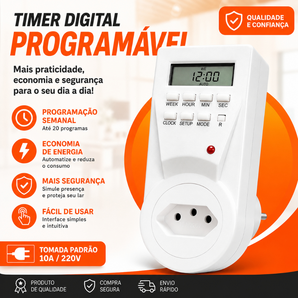 Timer Digital Programável Kienzle Ecológica 400S Bivolt 10A