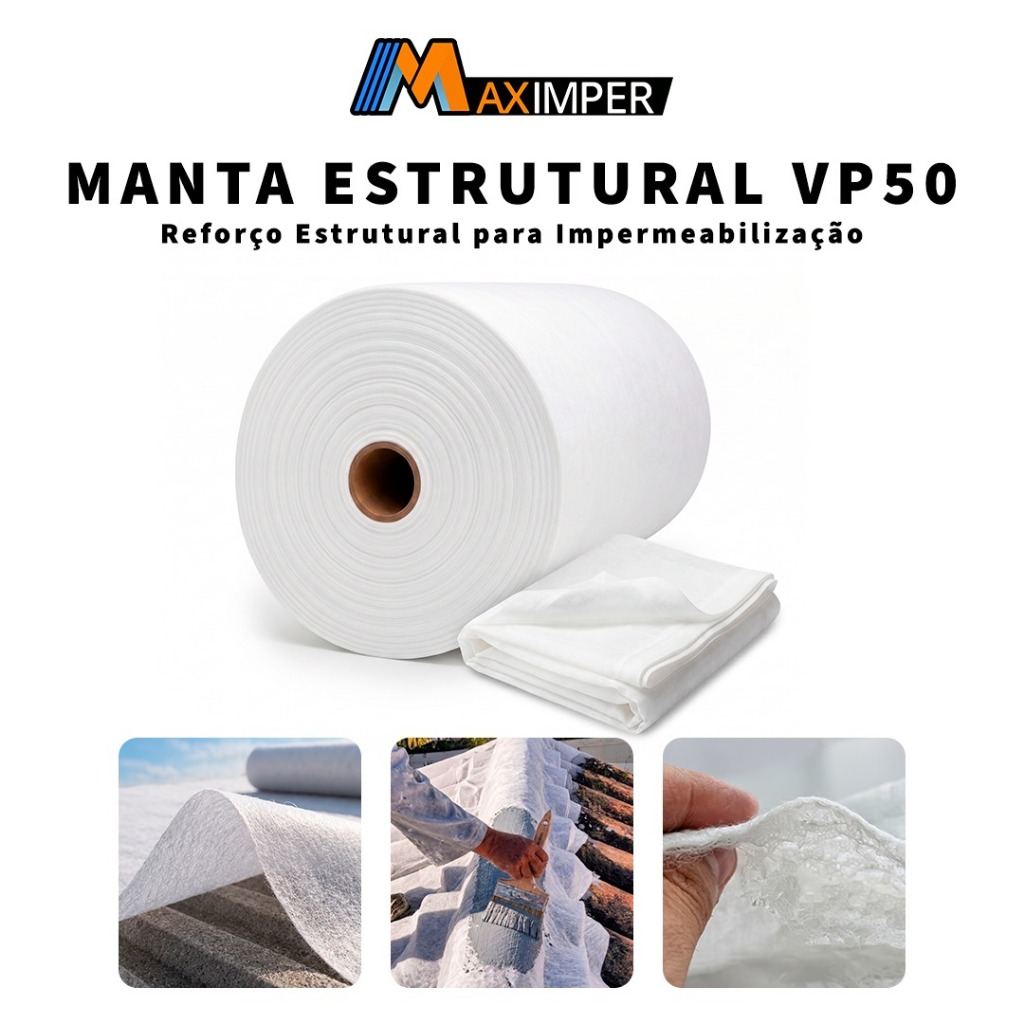 Manta Estruturante 10M VP50 Para Manta Líquida Telhado e Laje