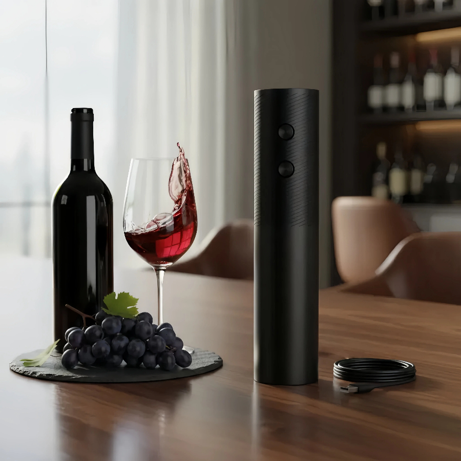 Abridor Elétrico Automático Saca Rolha Recarregável USB Uso Doméstico e Bar
