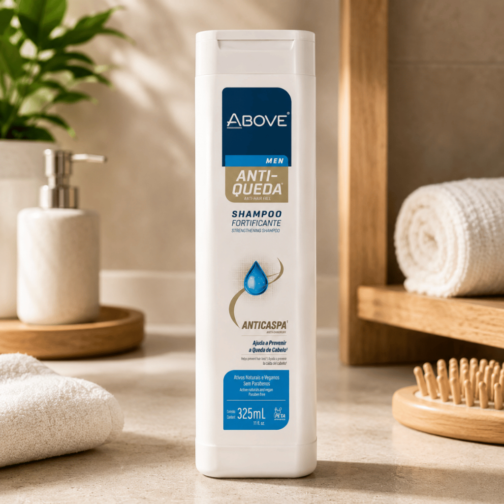 Shampoo Above Men Antiqueda Anticaspa Fortificante 325ml Masculino Vegano Sem Parabenos Cabelo Forte