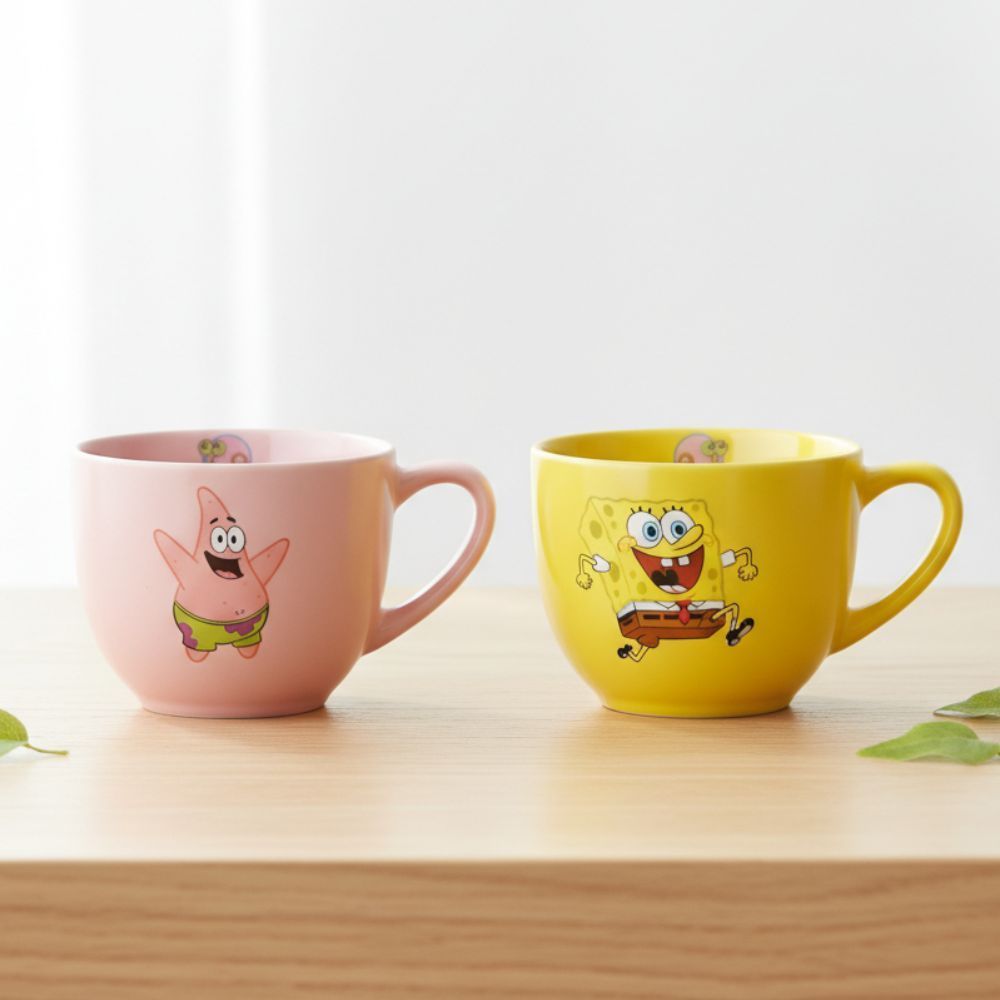 Caneca do Bob Esponja Presentes Criativos Geek Colecionáveis Kit 2 Canecas 170ml Decoração Cozinha