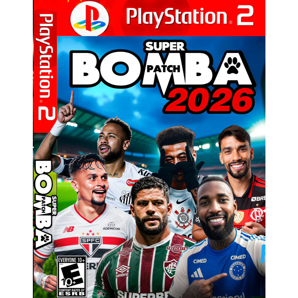 Jogo Futebol Super Bomba Patch 2026 PS2 PLAYSTATION 2 - 100% Atualizado, Escolha seu narrador CazeTV, Cleber Machado