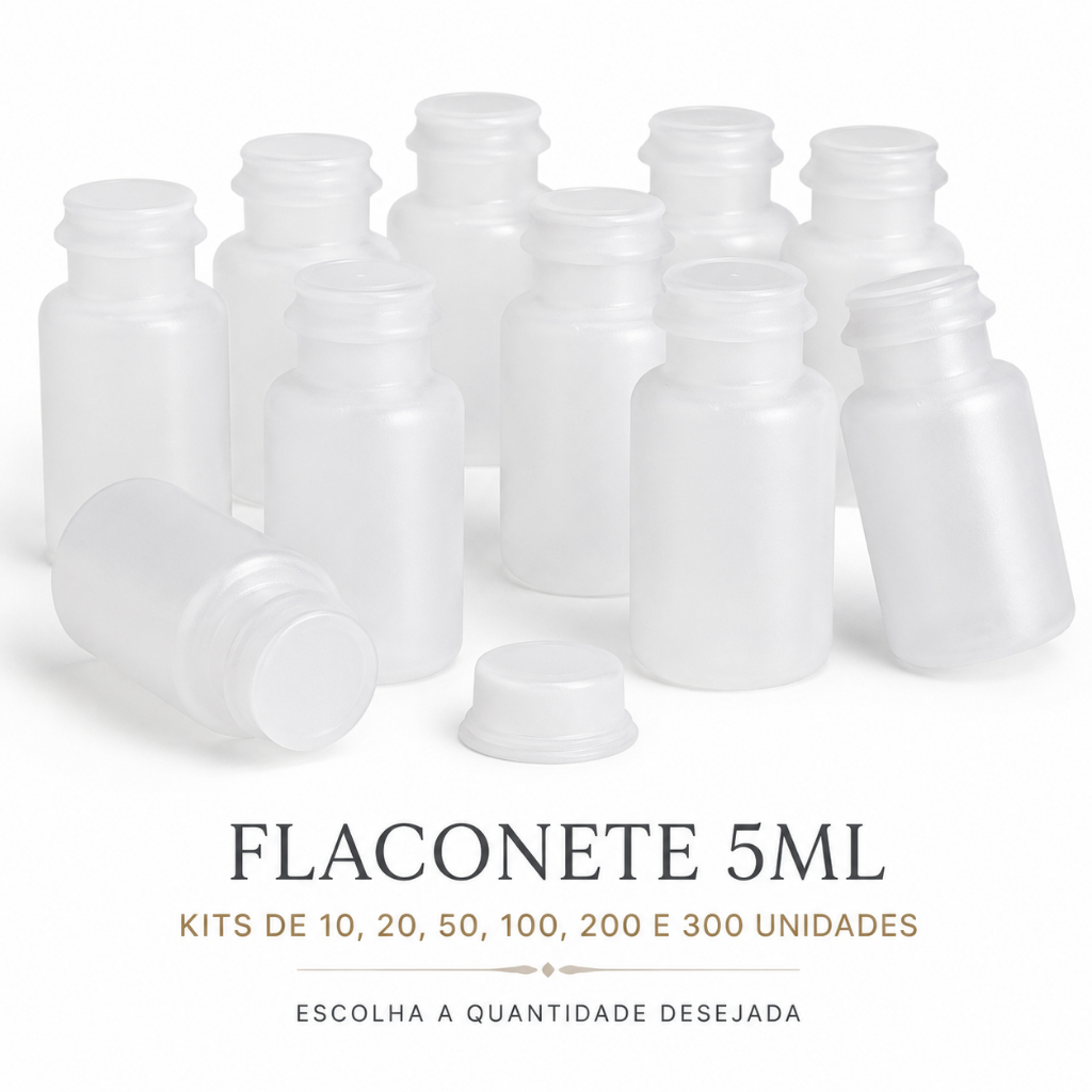 Frasco Flaconete Plástico 5ml Tampa De Pressão 300 Unidades