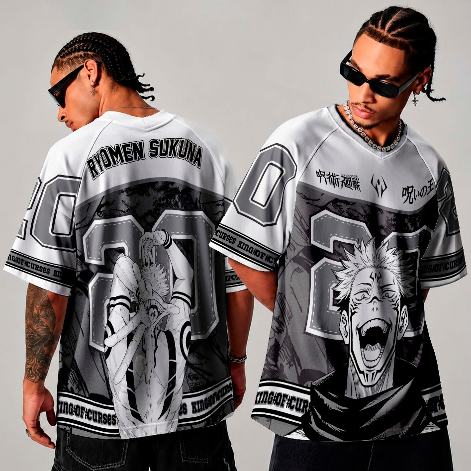 Camiseta Sublimada Jersey Anime Sukuna Personagem Manga Estilo Basquete Americano Streetwear