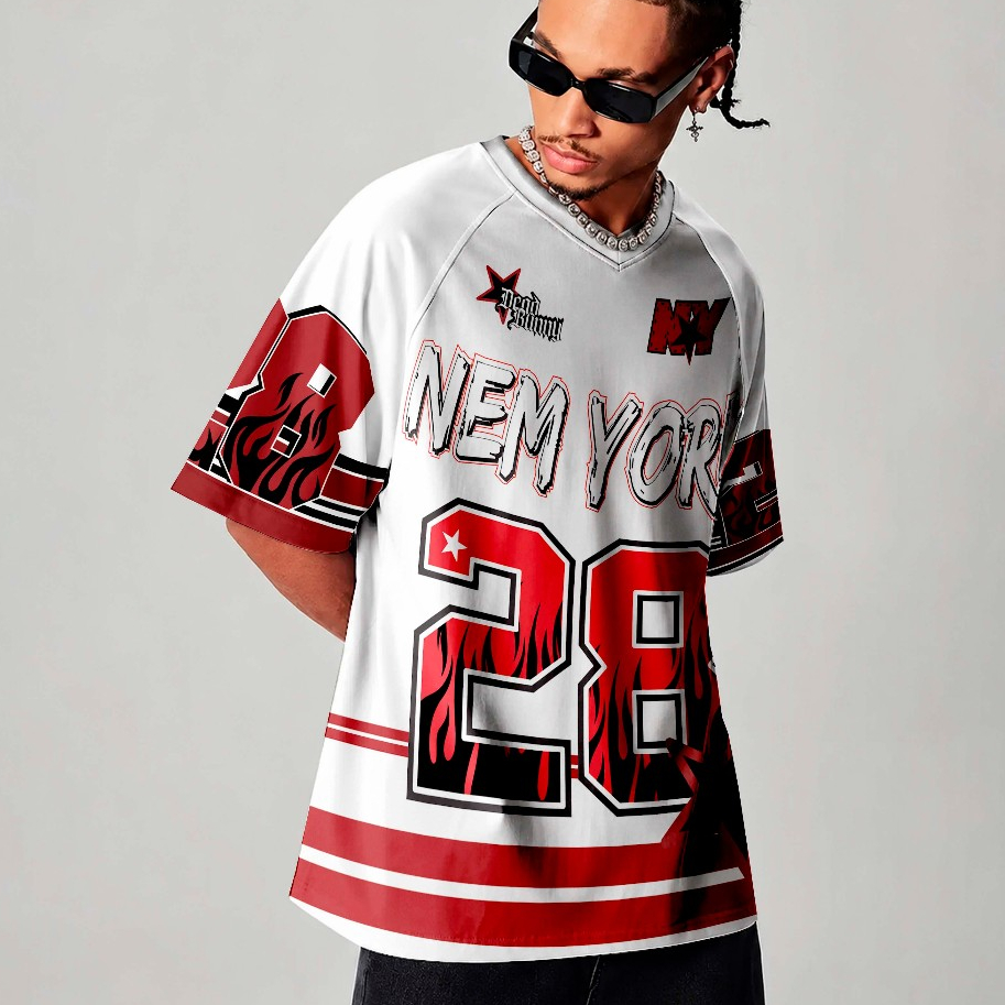 Camiseta Sublimada Jersey Estilo Basquete Americano Hip Hop New York City Year 28 Streetwear Moda Unissex