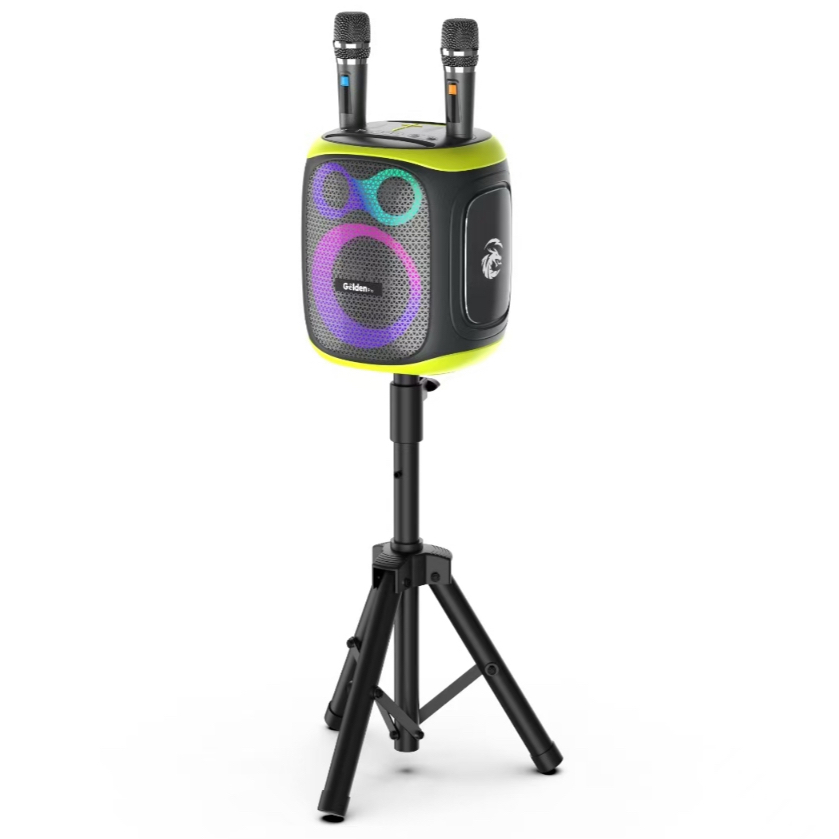 Caixa de som tripé Power Box 2 c/2 microfones 350W