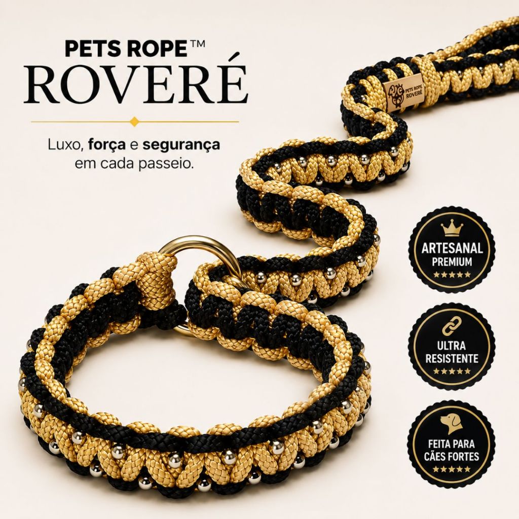 Guia Unificada Premium Cães Fortes Pets Rope Roveré