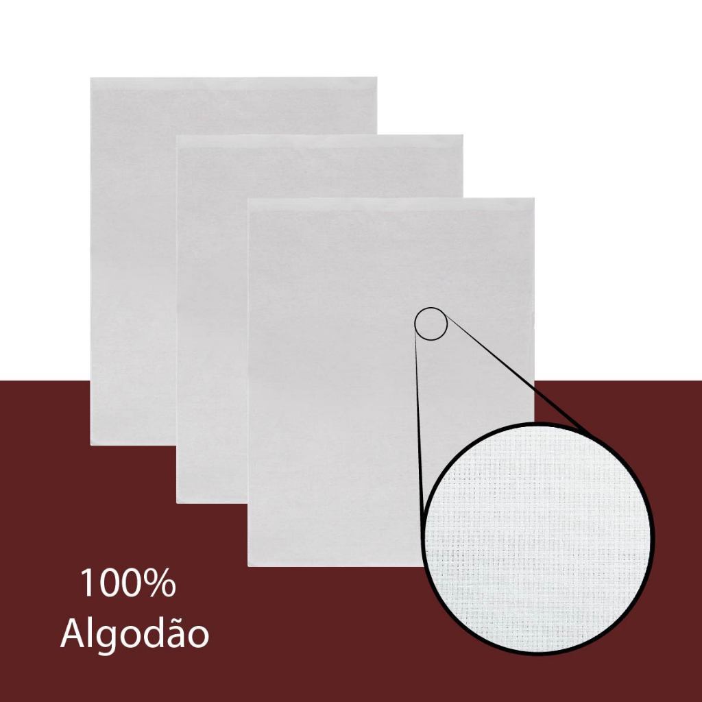 Kit Pano De Prato Artesanato Pintura Branco Liso Big Extra Com Bainha 70 50cm Engomatêxtil Estilotex