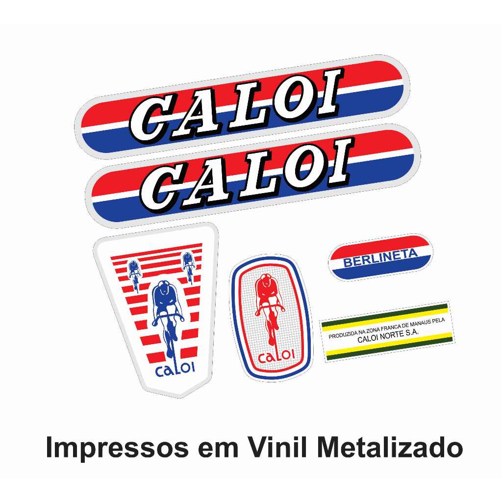 Kit Adesivos Bicicleta Caloi Berlineta 1977 Metalizado
