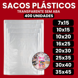 Kit 400 Unidades De Saquinho Premium Sem Aba Transparente Embalagem Resistente Saco Plástico Lacre
