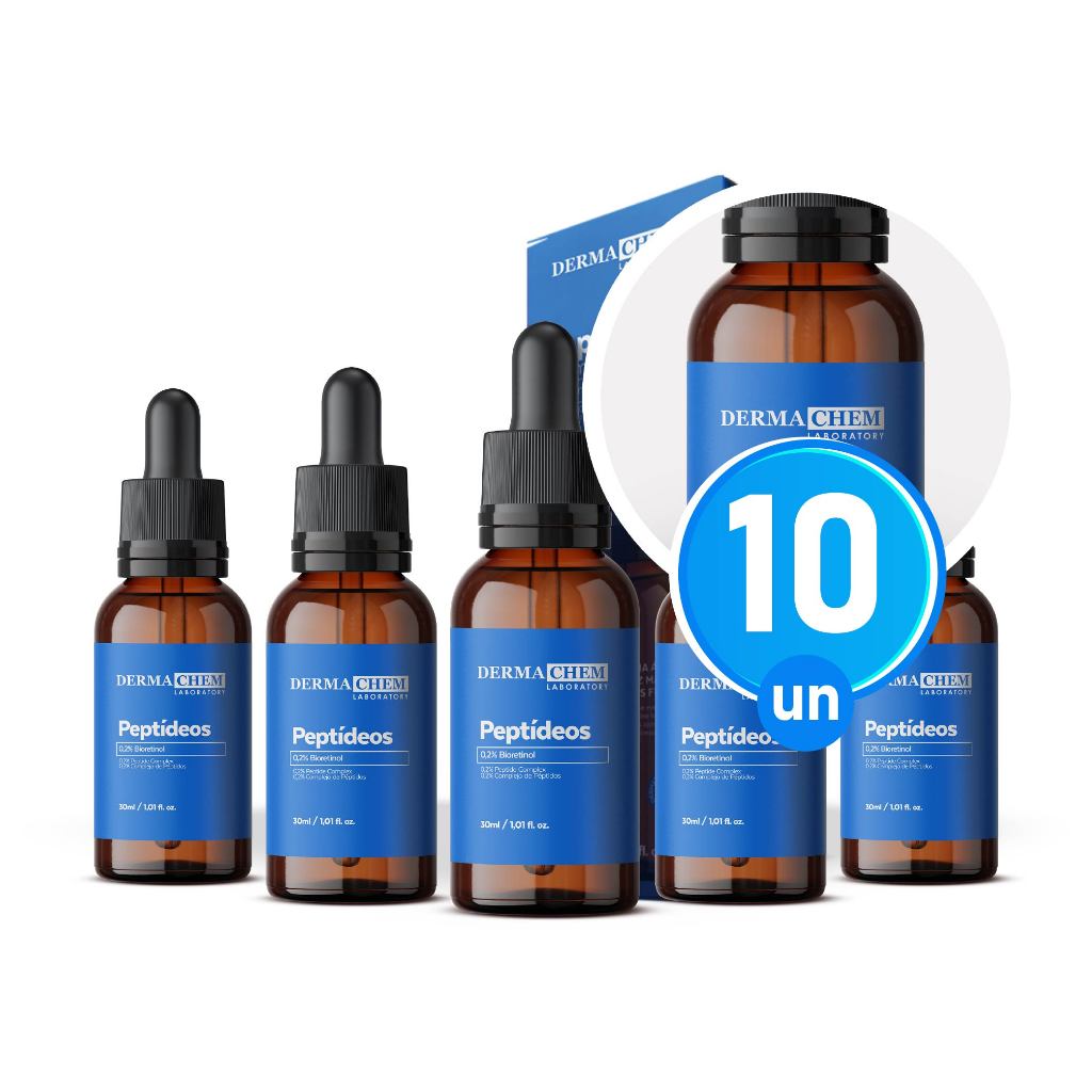 Kit 10 Sérum Anti Olheiras Peptídeos 30ml Efeito Lifiting Clareador Dermachem