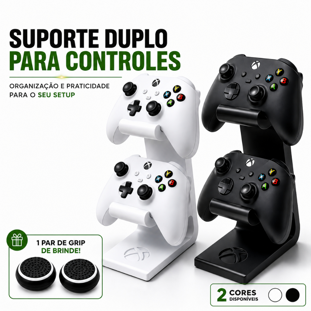 Suporte Duplo Base Para 2 Controles Xbox One + Grip